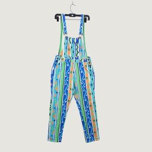 Shinesty Overalls Bib XS 90s Retro Geometric Abstract Print Festive